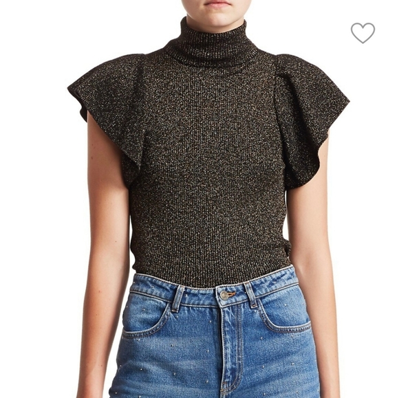 A.L.C. Jae Turtle Neck Top with Flutter Sleeves - Picture 2 of 9